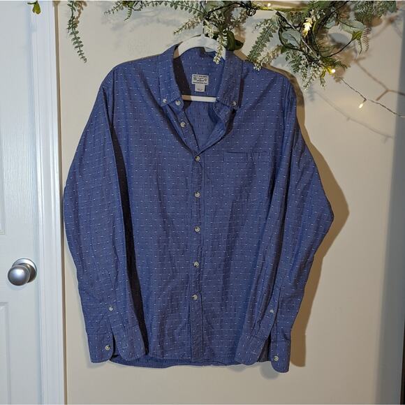 J. Crew Quality Woven Blue Polka Dot Cotton Button Up Shirt Size Large - Picture 1 of 7